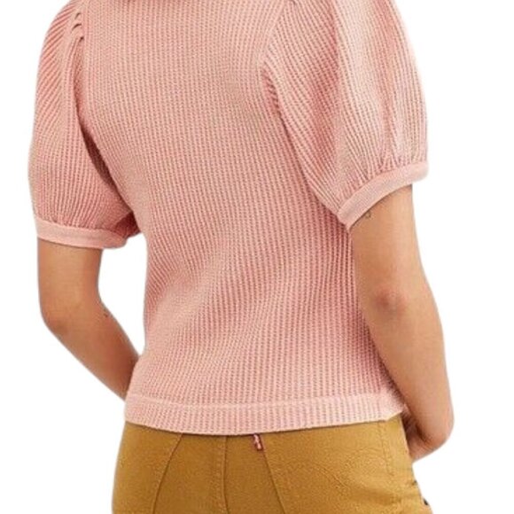 Free People One Hayden Thermal Waffle Knit Top Pink - Picture 6 of 12